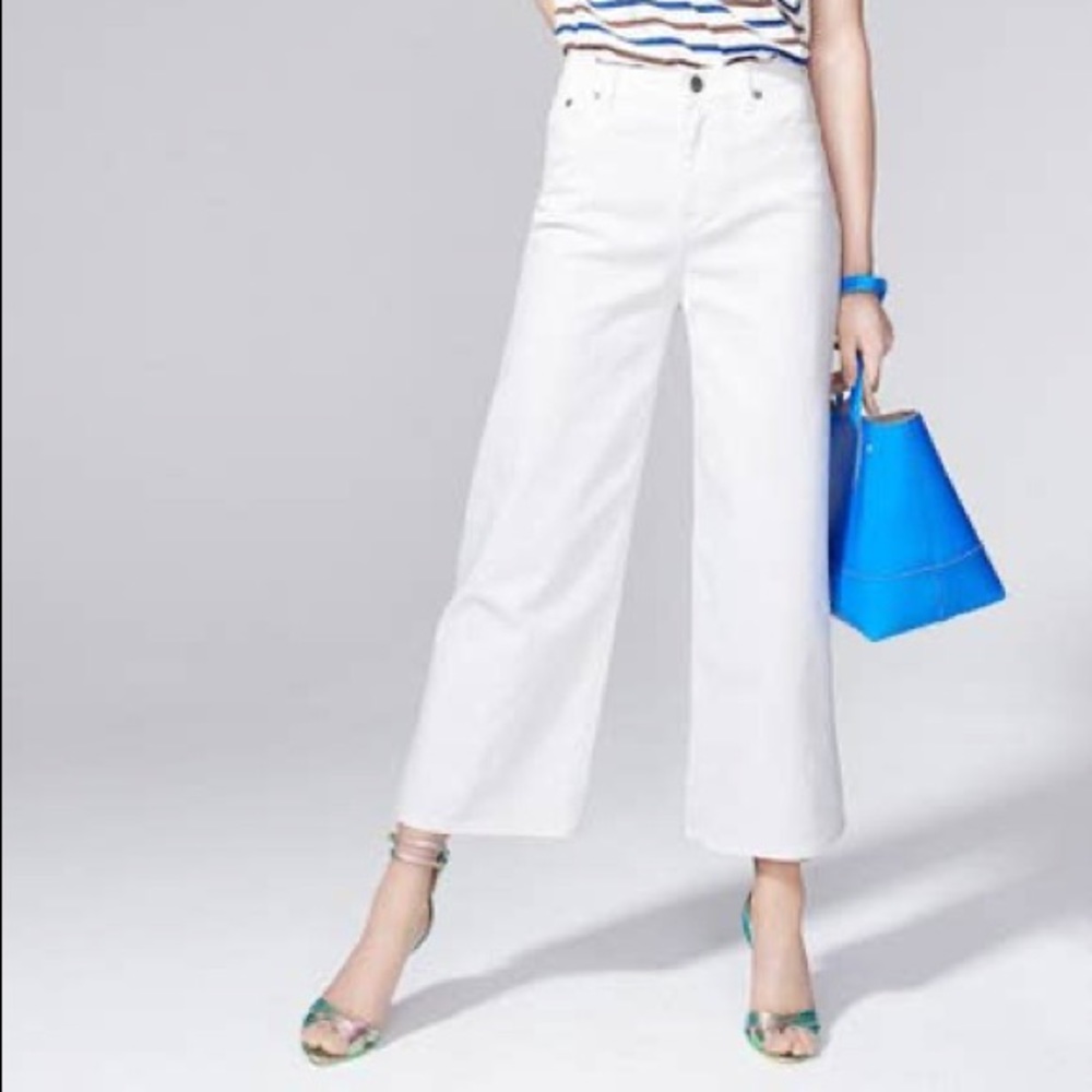 J. Crew Rayner Wide Leg High Rise White Jeans Size 27